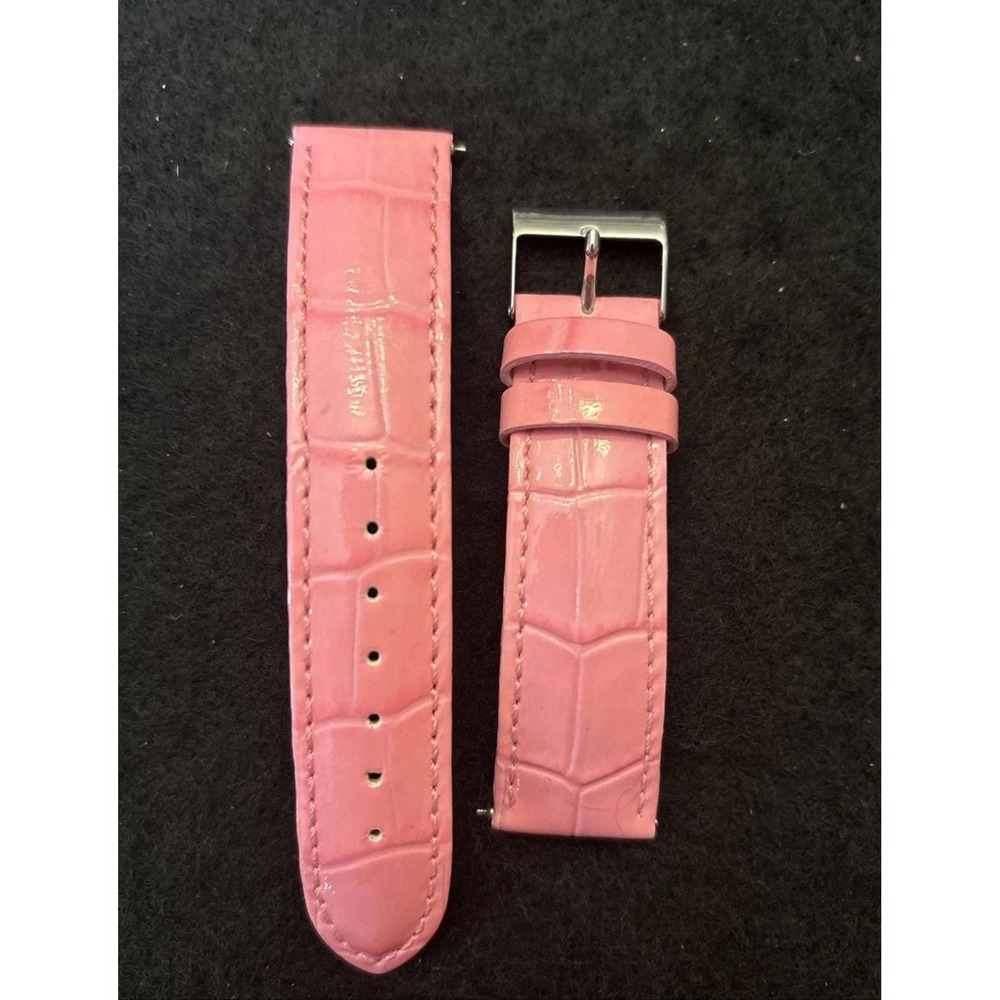 Vintage GUESS Strap Genuine Leather Watch Band Wristwatch Pink 22MM
